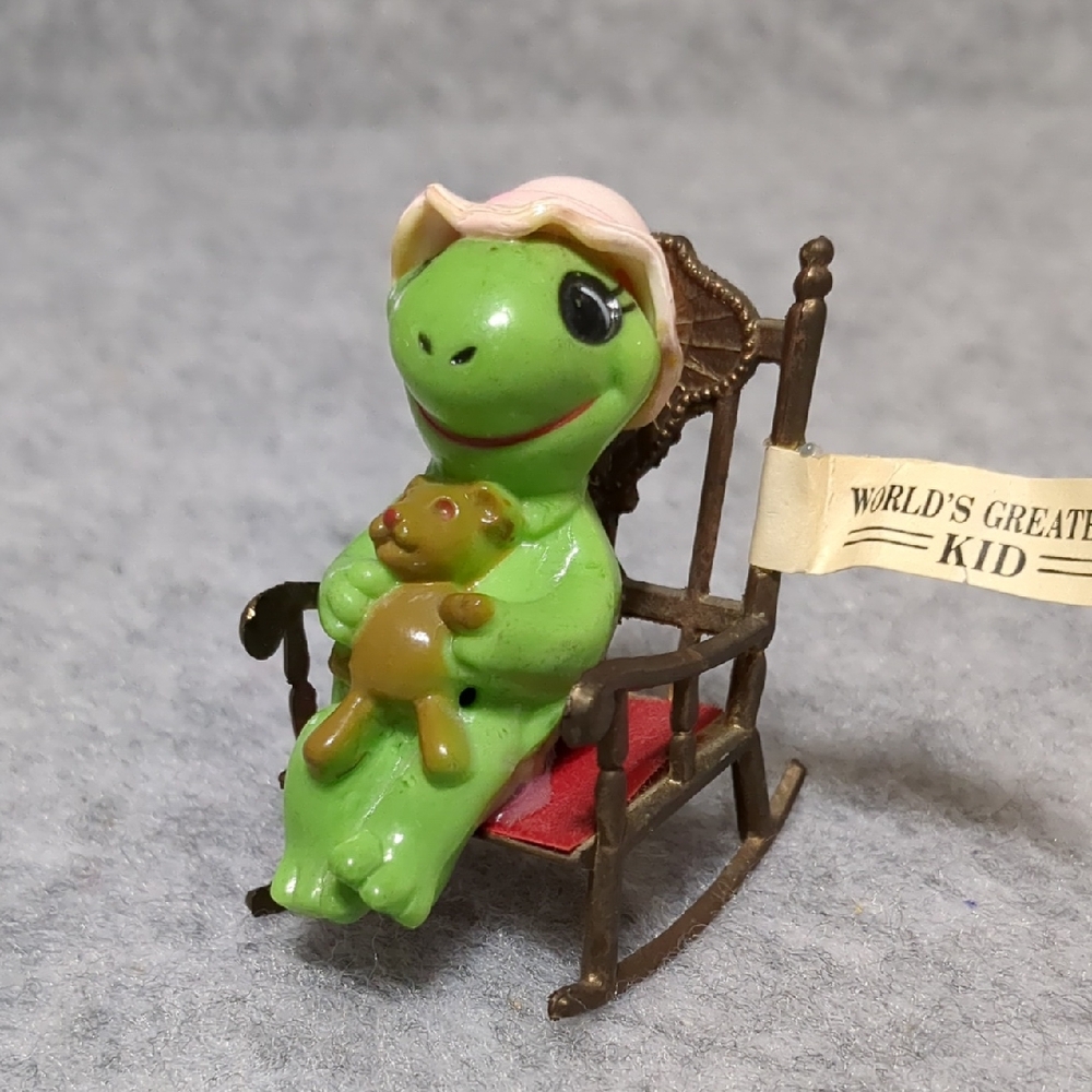 Vintage Enesco Turtle in Rocking Chair Mini 2” Anthropomorphic